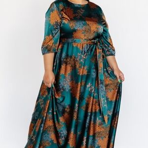 Baltic Born Teal and Orange Long Sleeve Dress